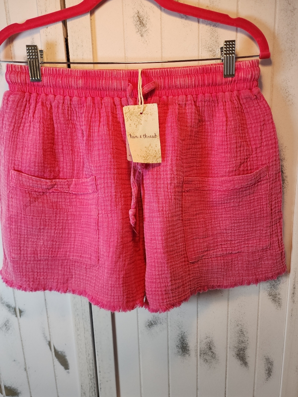 Hem & Thread Pink Cotton Gauze Shorts